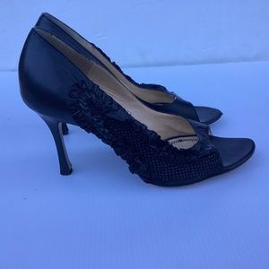 Courtney Crawford Black open toe pumps 38.5 / 8